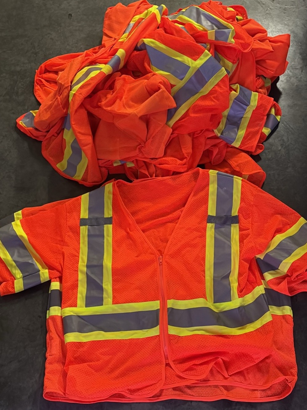High-Visibility Safety Vest Jacket - Neon Orange with Reflective Stripes